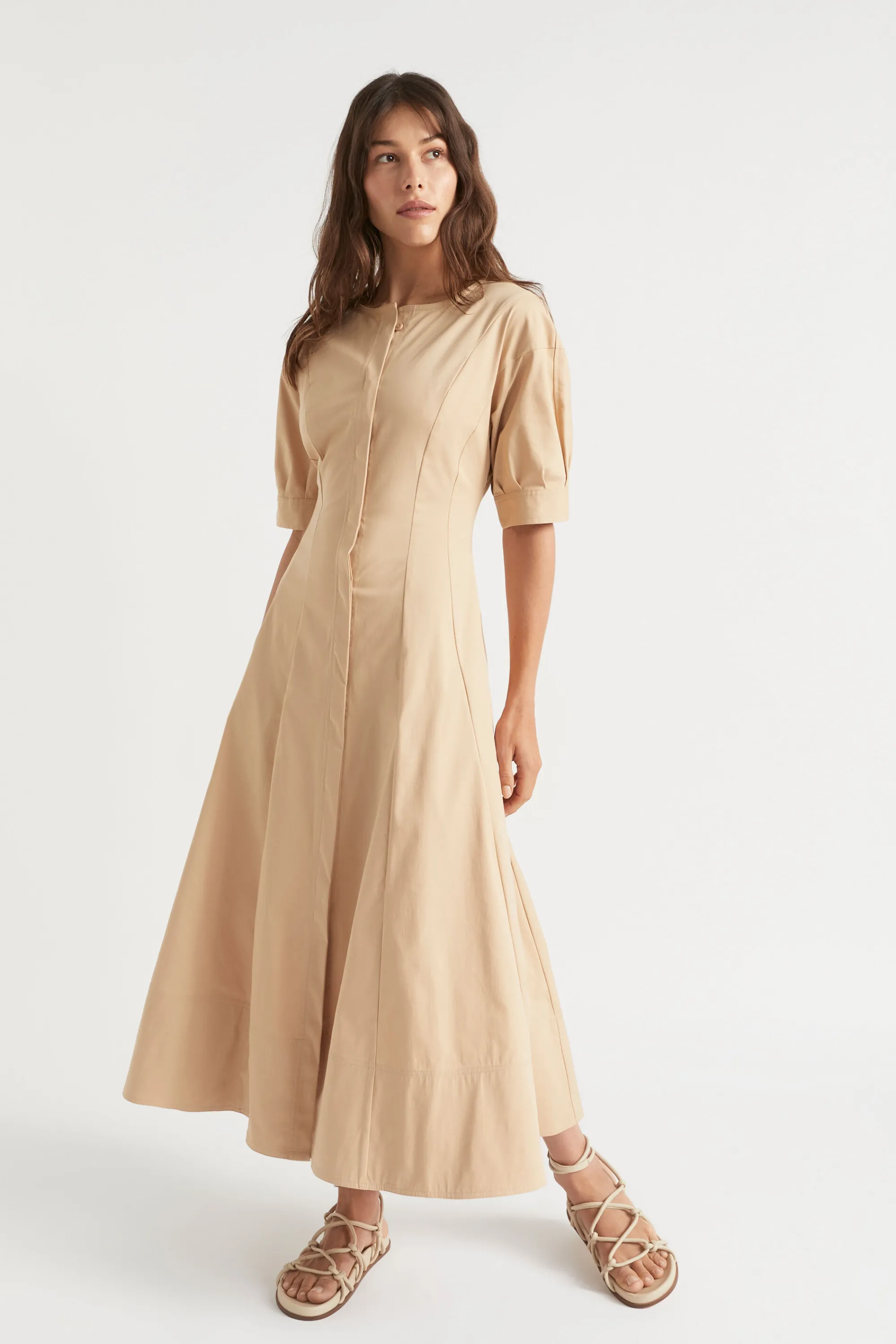 Woman Seed Heritage Dresses-Sateen Full Hem Midi Dress