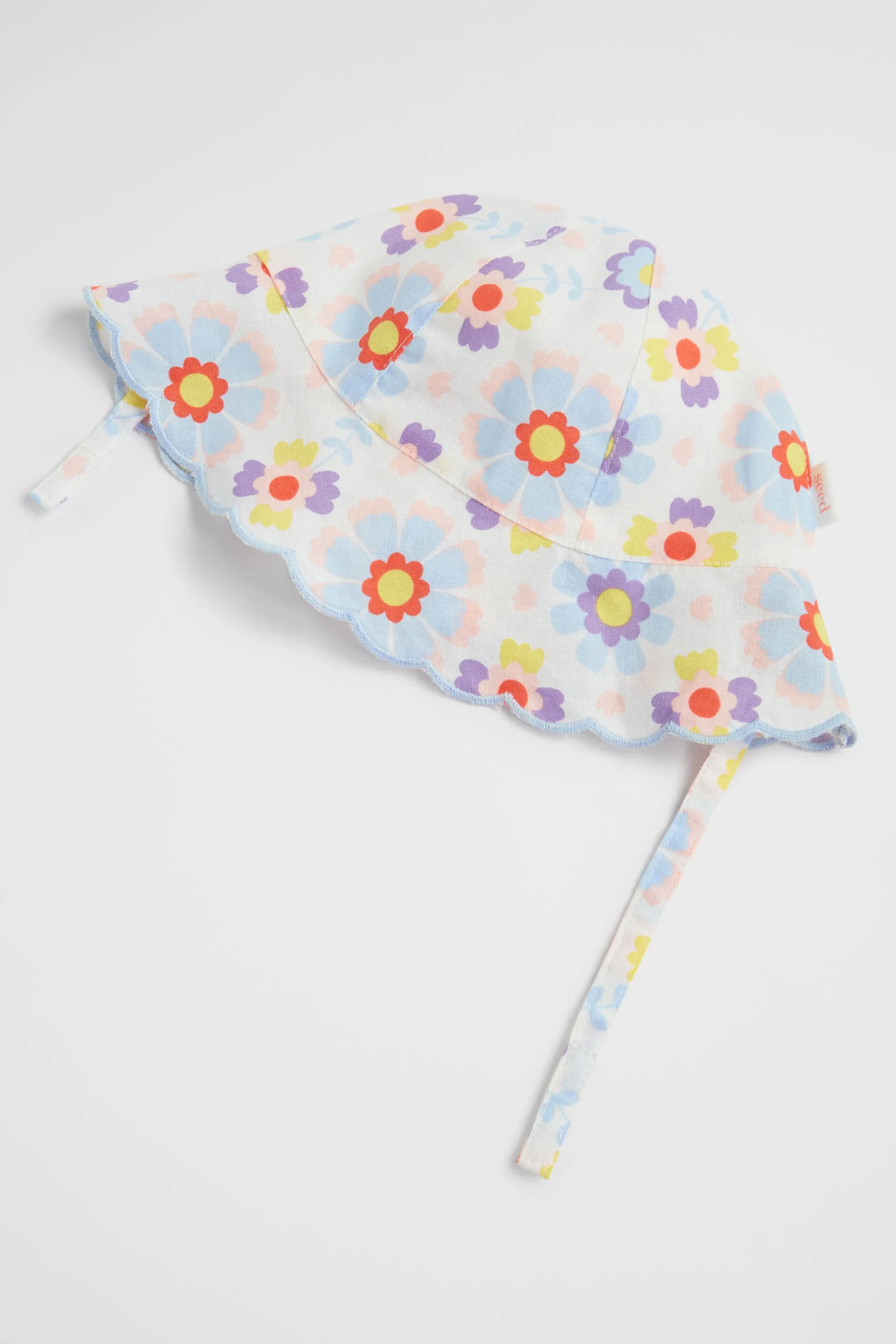 Baby Girl Seed Heritage Hats & Caps-Scalloped Edge Floral Sun Hat