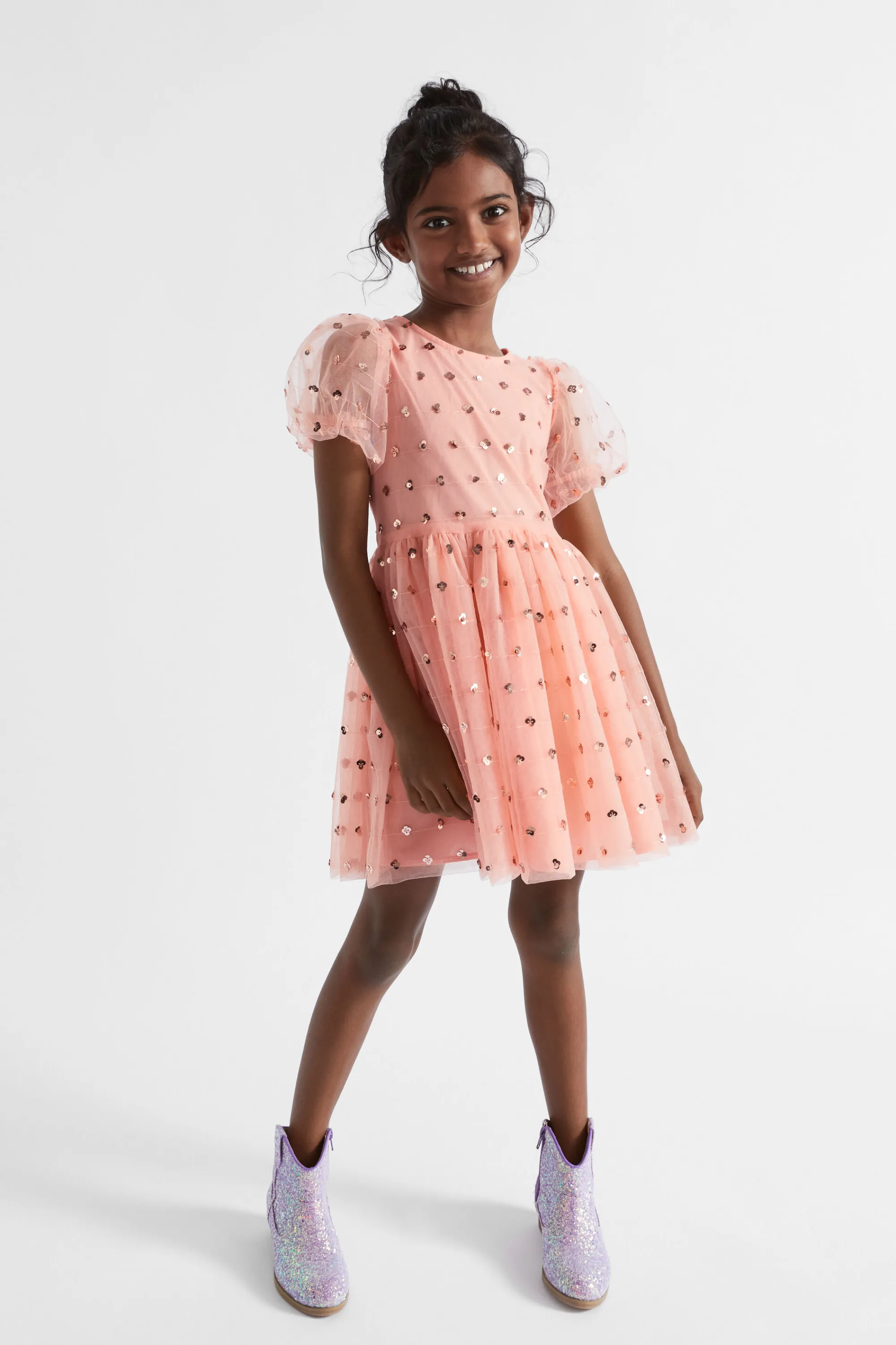 Girl Seed Heritage Dresses-Sequin Daisy Bubble Hem Dress