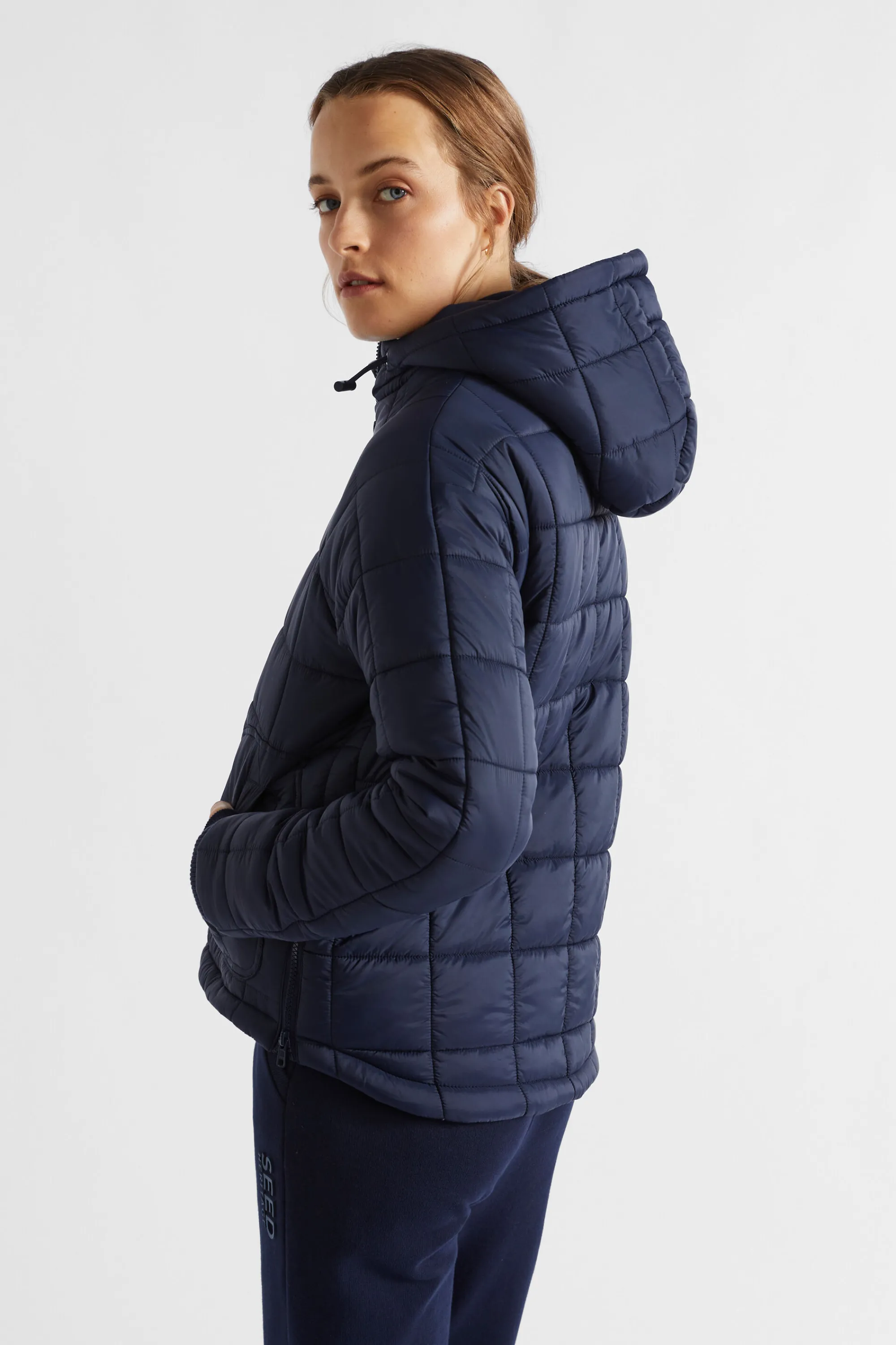 Woman Seed Heritage Jackets & Vests-Side Zip Puffer Jacket