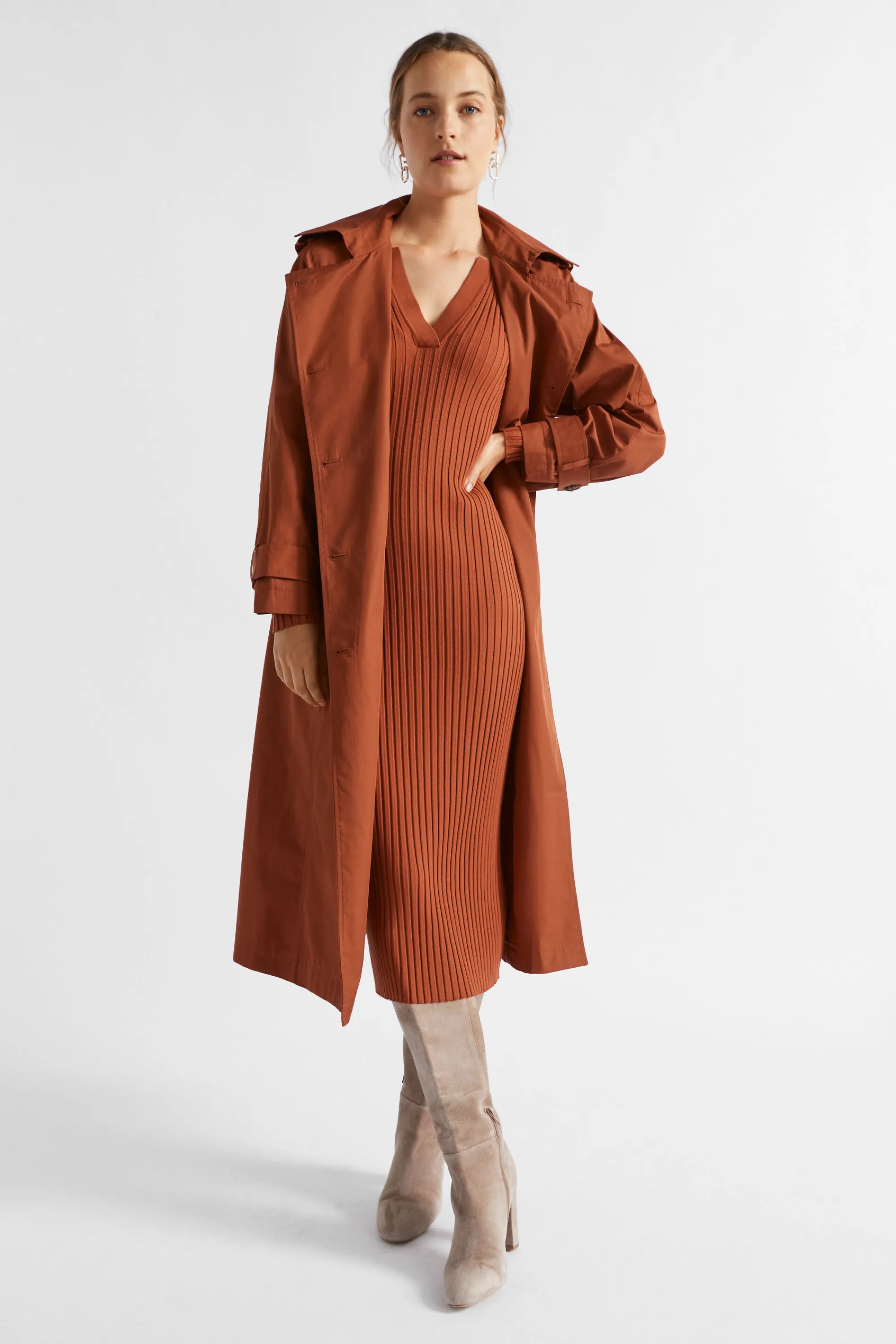 Woman Seed Heritage Dresses-Streamline Polo Knit Midi Dress