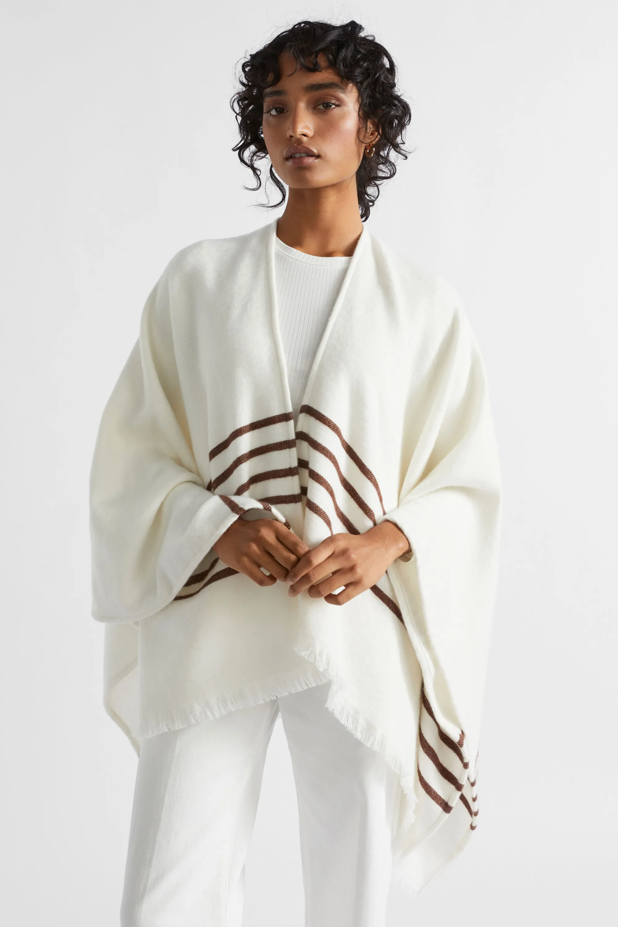 Woman Seed Heritage Scarves & Kaftans-Stripe Poncho