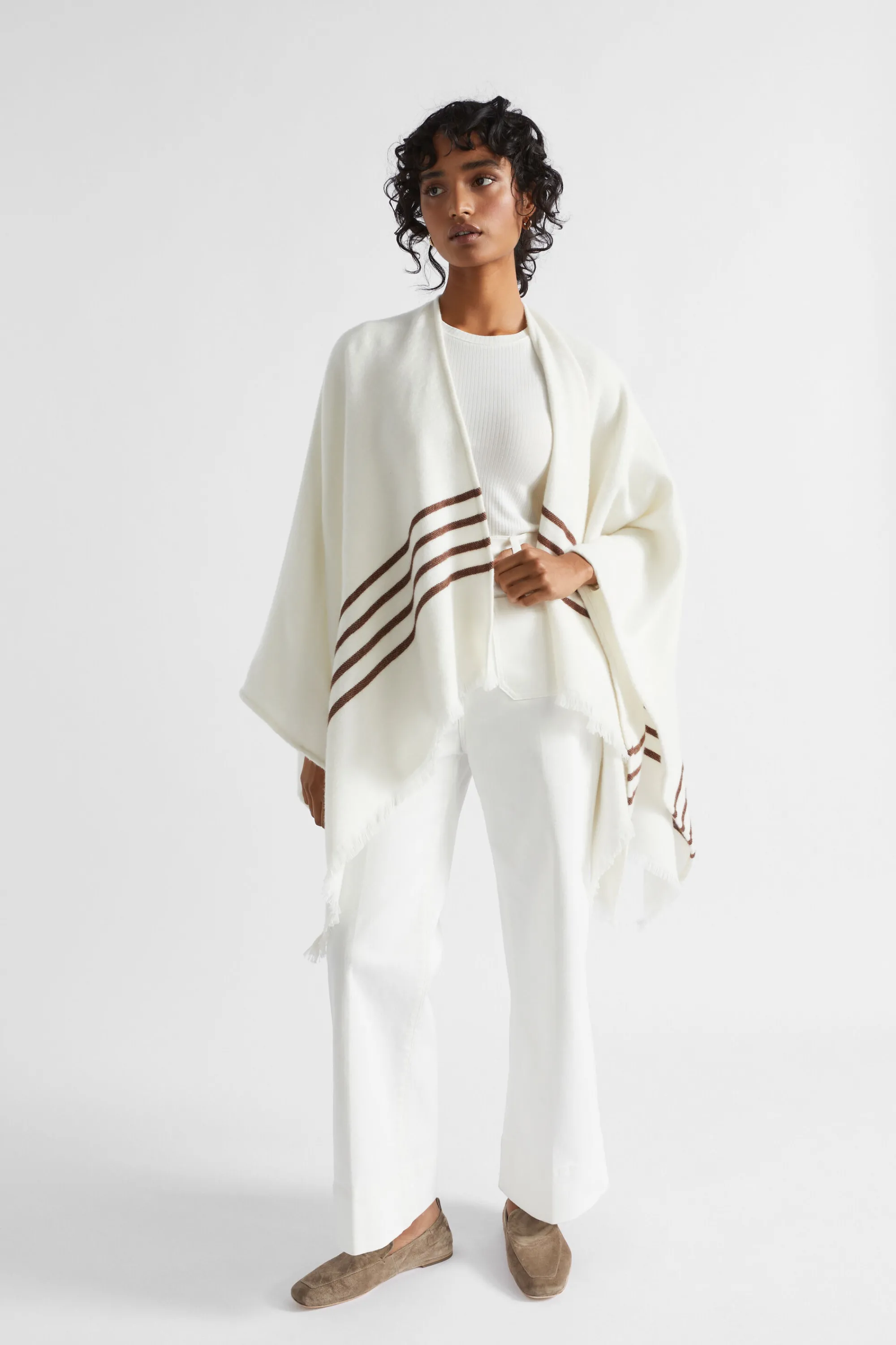 Woman Seed Heritage Scarves & Kaftans-Stripe Poncho