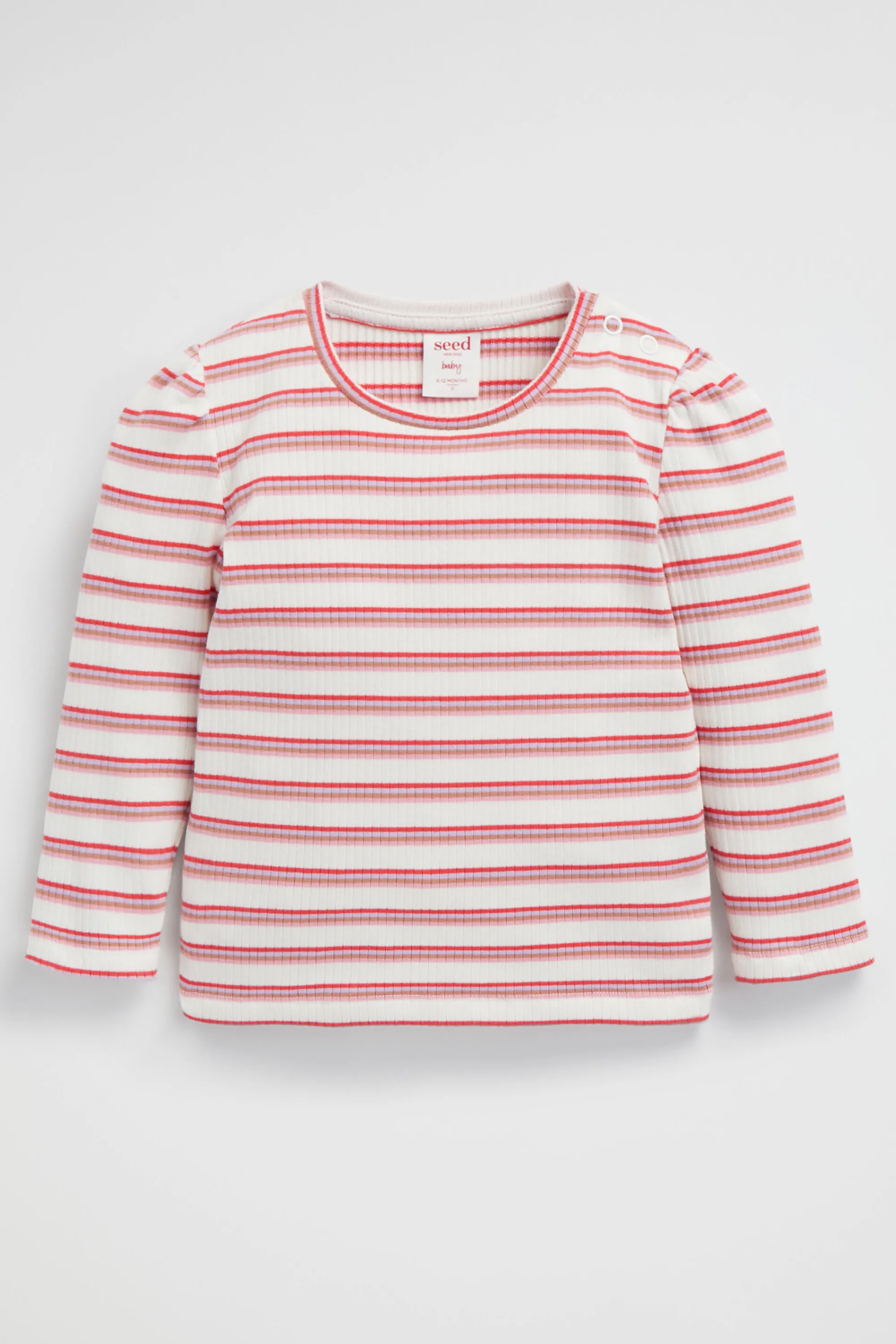 Baby Girl Seed Heritage T-Shirts & Tops-Stripe Rib Tee