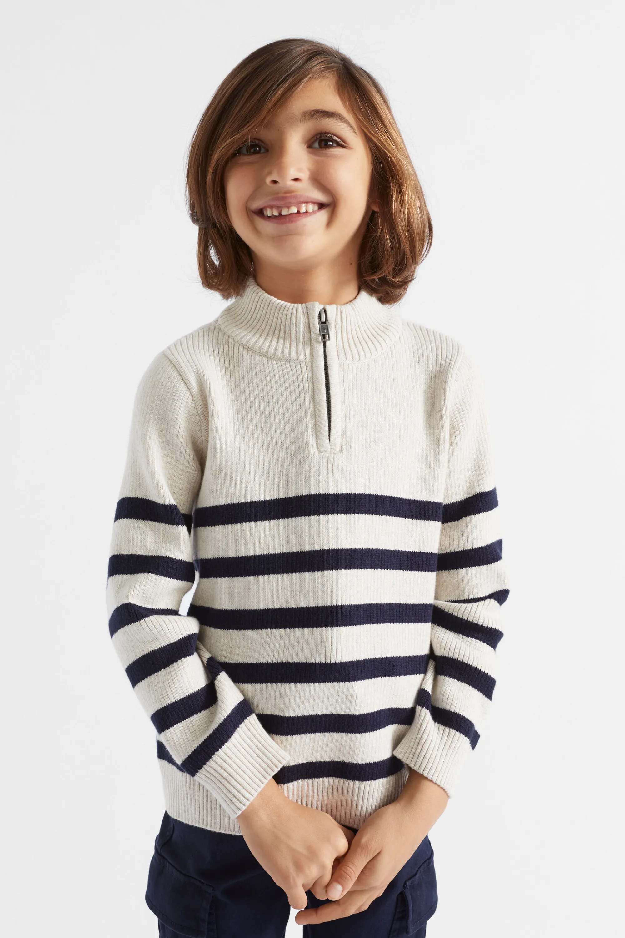 Boy Seed Heritage Knitwear & Sweaters-Stripe Zip Knit