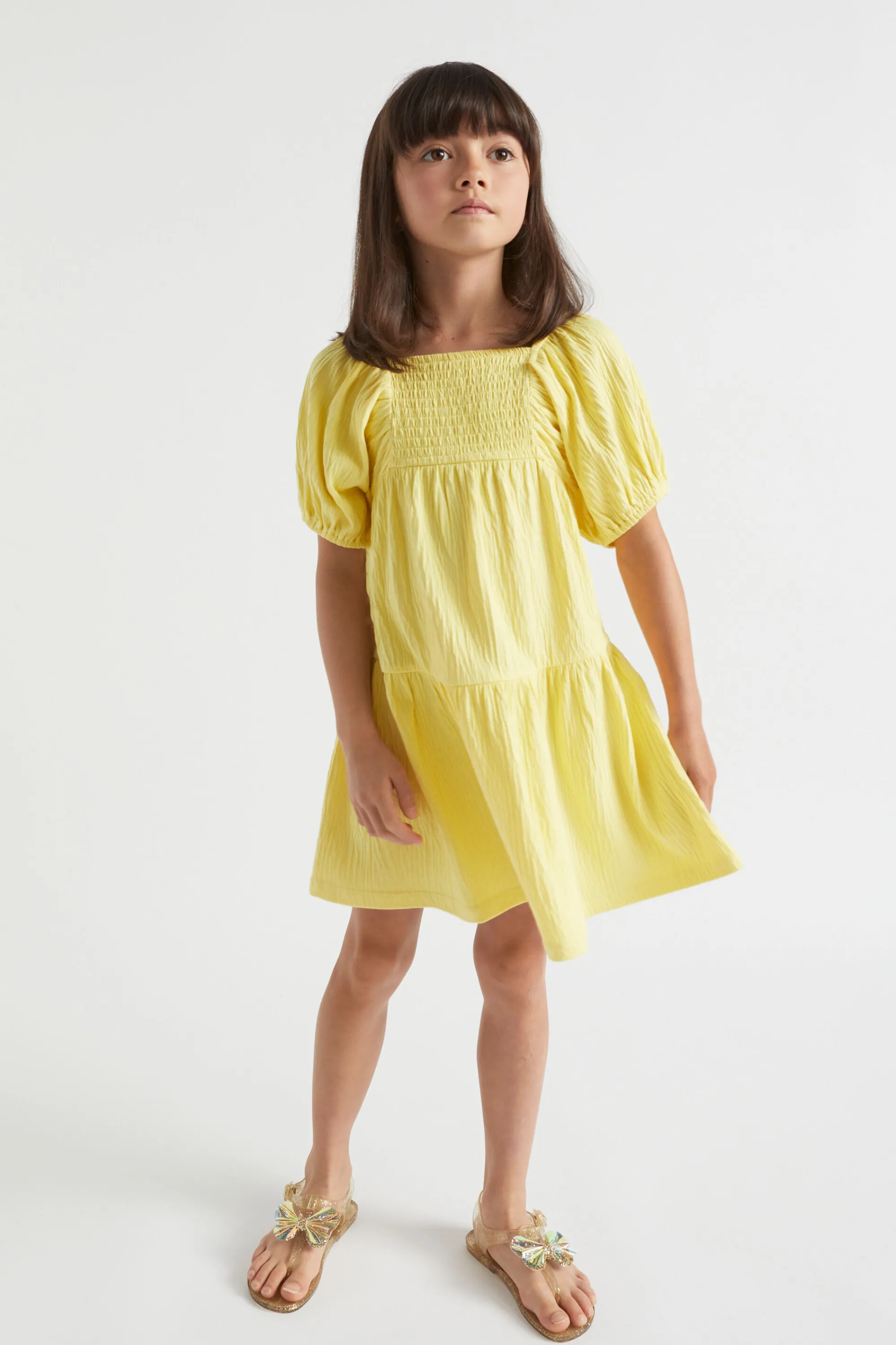 Girl Seed Heritage Dresses-Textured Cotton Dress