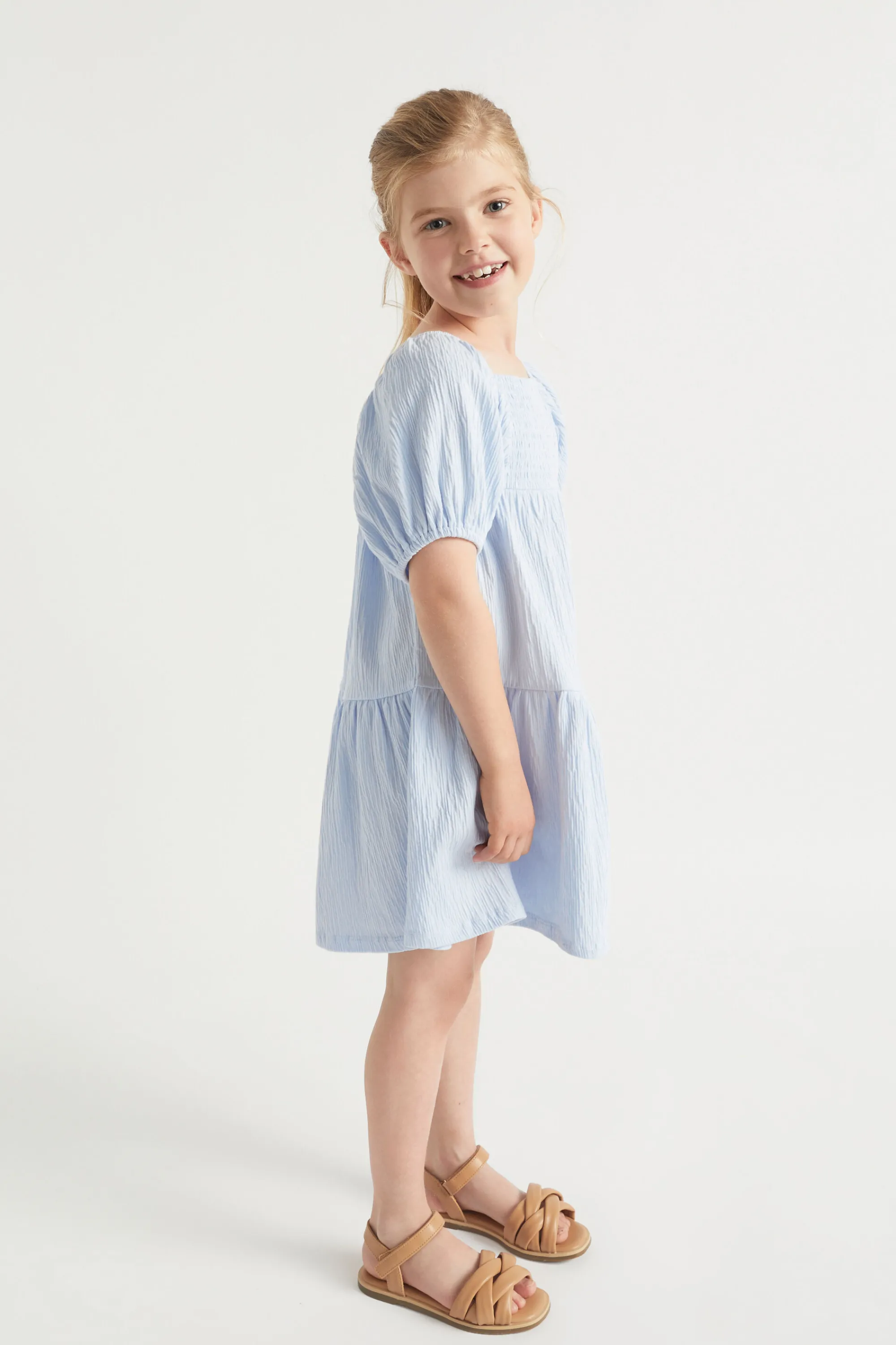 Girl Seed Heritage Dresses-Textured Cotton Dress