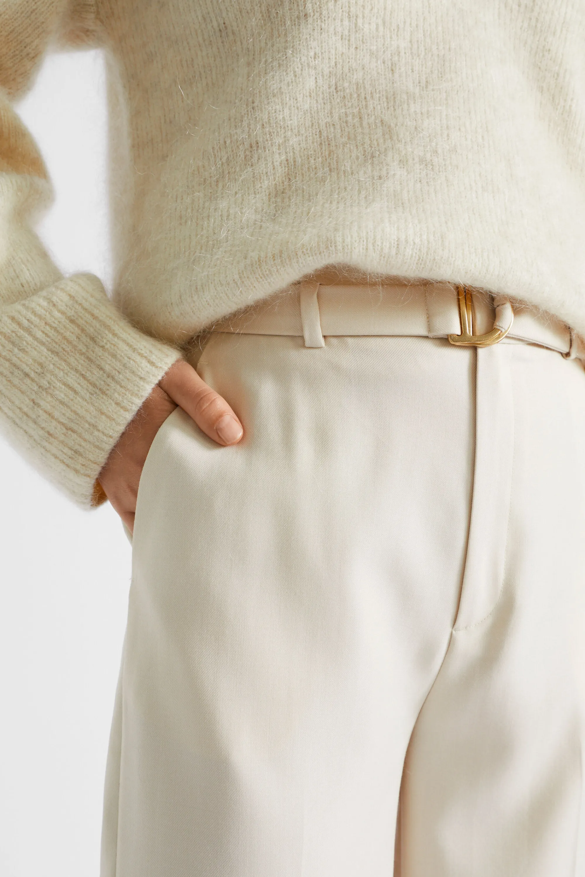 Woman Seed Heritage Pants-Wool Blend Belt Pant