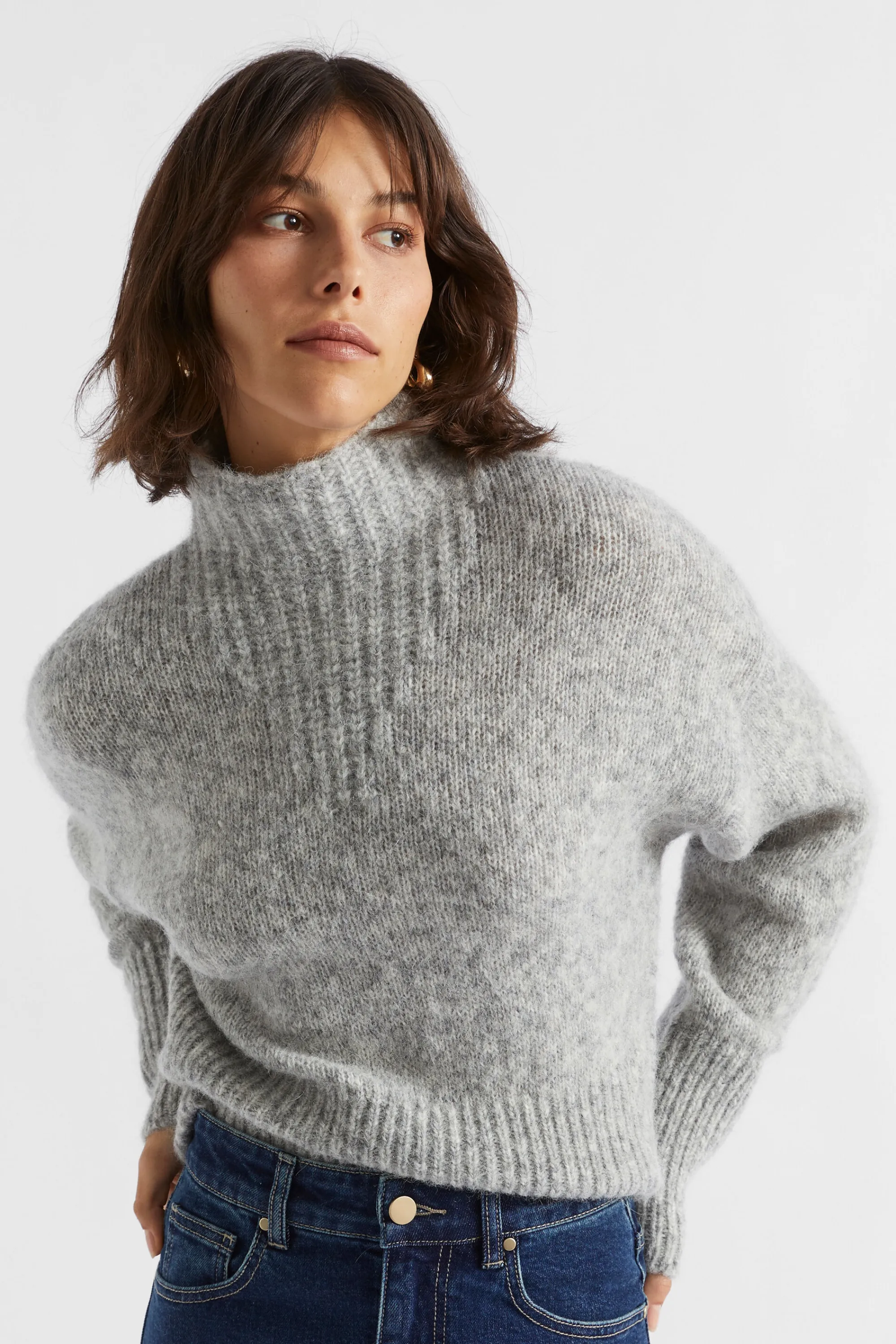 Woman Seed Heritage Knitwear & Sweaters-Wool Blend Mock Neck Knit